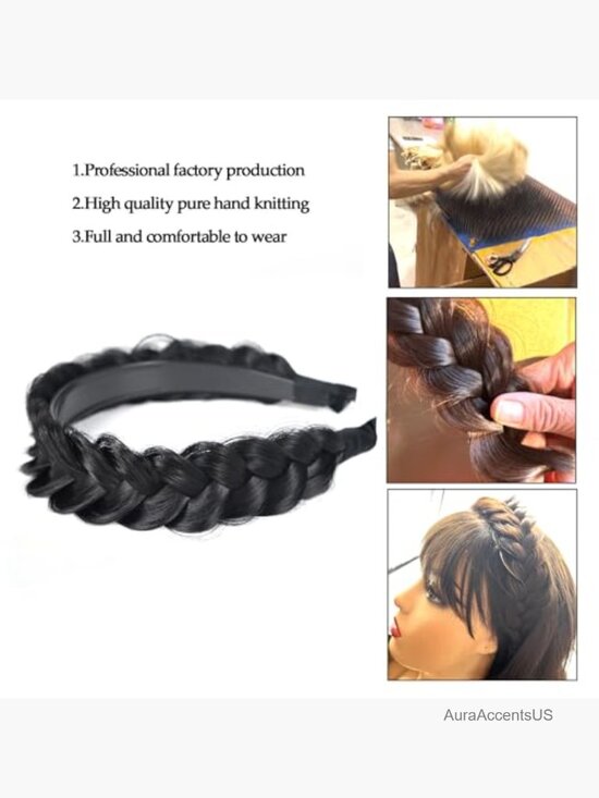 Wide Braided Headband Hoop Fashion Hair Accessories Elastic Non-slip